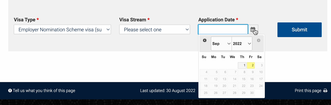 186 de subclass visa choose application date