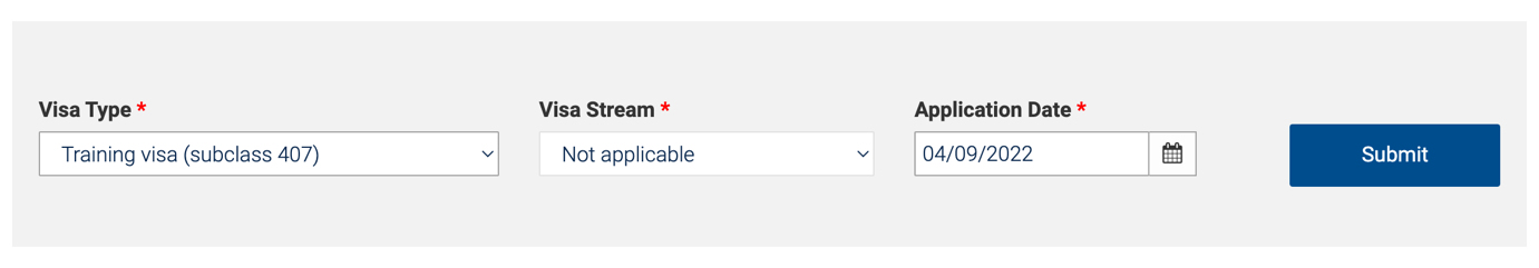 407 training visa application date