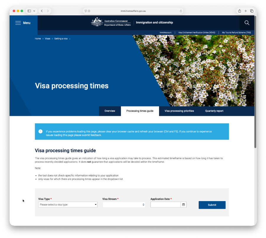 Visa processing time guides