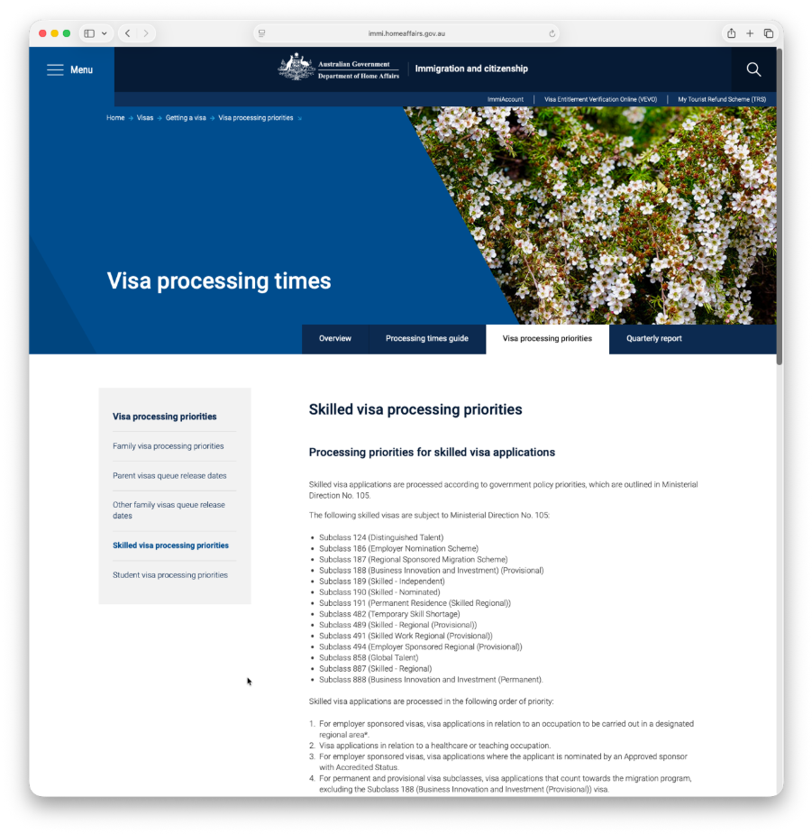 Visa processing times